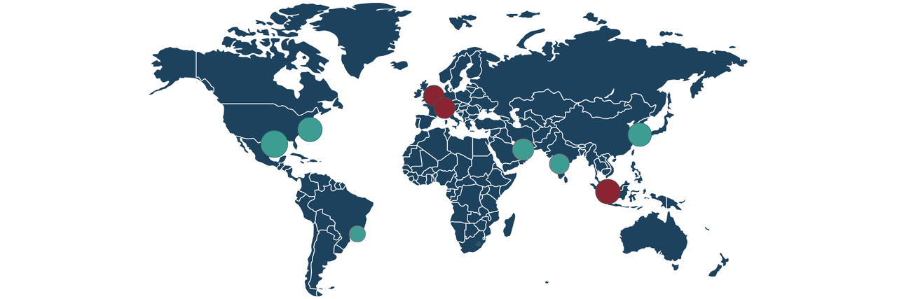 Map of global commodity trading talent hubs: Geneva, London, Singapore, Houston — showing fragmented workforce distribution