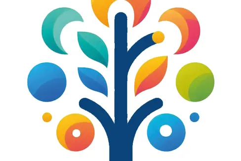 Das Bild zeigt das Logo des Projekts SOKI, einen Baum mit Blättern in bunten Farben.