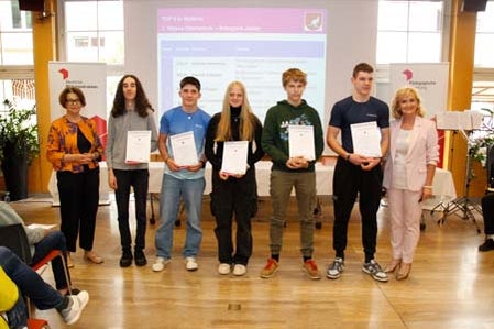 Zu den Bestplatzierten der 1. Klasse Oberschule gehören: Hannes Hermeter, Patrick Schötzer, Esther Plieger, Laurin Eisenstecken Lintner, Alexandros Gleridis.
