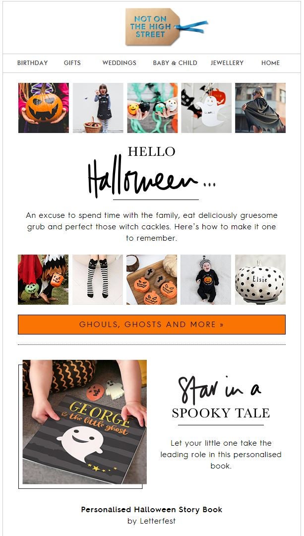 Use a Halloween-inspired colour scheme in your email