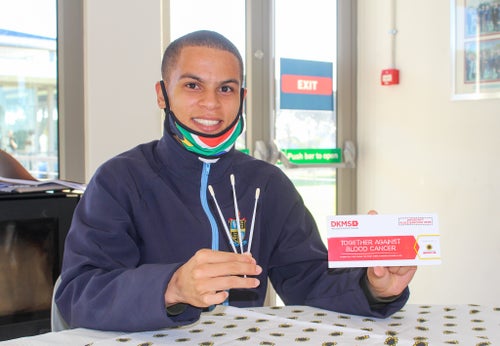 Donor with his swab kit