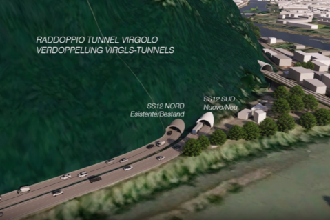 Im Osten wird der neue Tunnel an die bestehende Brennerstaatsstraße an der Kreuzung mit Untervirgl angeschlossen, während die westliche Anbindung über die Uferstraße beim St.-Gertraud-Weg verläuft. (Rendering: Landesabteilung Tiefbau)
