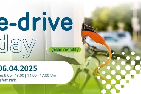 Am Sonntag, 6. April findet im Verkehrssicherheitszentrum Safety Park in Pfatten der E-Drive-Day statt. (Grafik: STA)