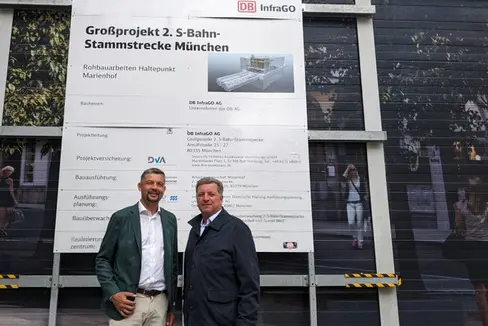 Mobilitätslandesrat Daniel Alfreider und Verkehrsminister Christian Bernreiter (Bayern) auf der Baustelle der 2. Stammstrecke für die S-Bahn in München. (Foto: LPA/Ingo Dejaco)