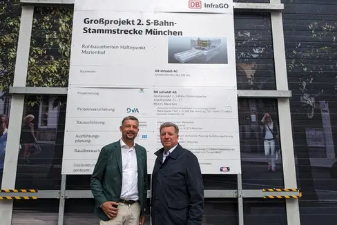 Mobilitätslandesrat Daniel Alfreider und Verkehrsminister Christian Bernreiter (Bayern) auf der Baustelle der 2. Stammstrecke für die S-Bahn in München. (Foto: LPA/Ingo Dejaco)