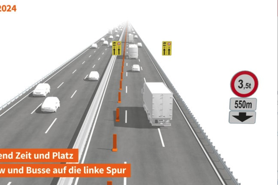Der österreichische Autobahnbetreiber ASFINAG prüft mit Blick auf die Sanierung der Luegbrücke ab dieser Woche die Auswirkungen der Führung sämtlicher Fahrzeuge über 3,5 Tonnen auf den linken Fahrstreifen. Landeshauptmann Arno Kompatscher und Landesrat Daniel Alfreider begrüßen den Testbetrieb. (Foto: ASFINAG)