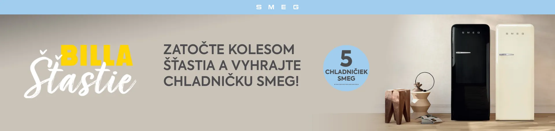 billa šťastie zatočte kolesom šťastia a vyhrajte chladničku SMEG