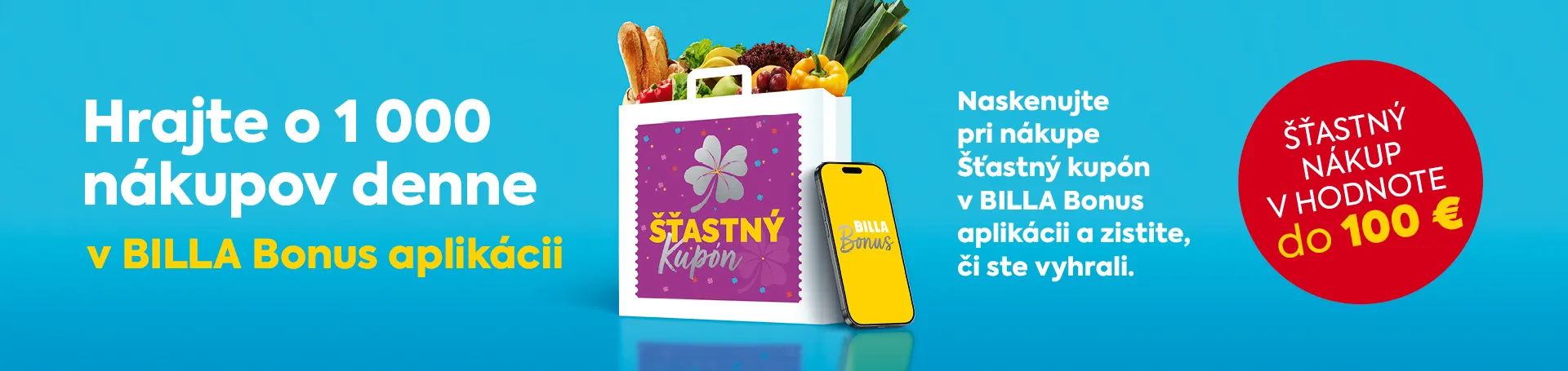 Hrajte o 1000 nákupov denne v BILLA Bonus aplikácií