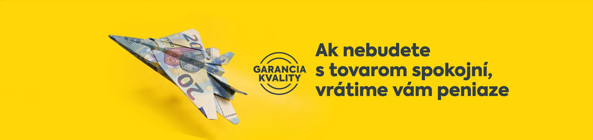 BILLA Garancia banner s papierovým lietadlom z euro bankoviek