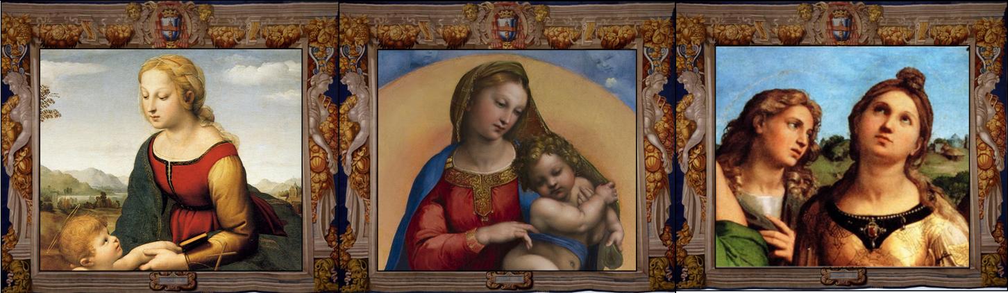 Madonna detta “La Belle Jardinière” 1507 , Parigi, Musèe du Louvre (part.)
La Madonna do Foligno 1511-1512, Città del Vaticano, Pinacoteca Vaticana (part.)
L’Estasi di Santa Cecilia 1513-1515 ca., Bologna, pinacoteca Nazionale (part.)
