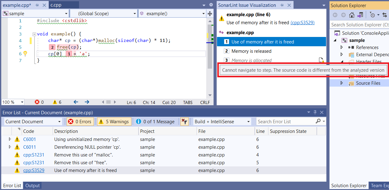 SonarLint will try to tell you why there is an error while investigating secondary locations. SonarLint will try to tell you why there is an error while investigating secondary locations.