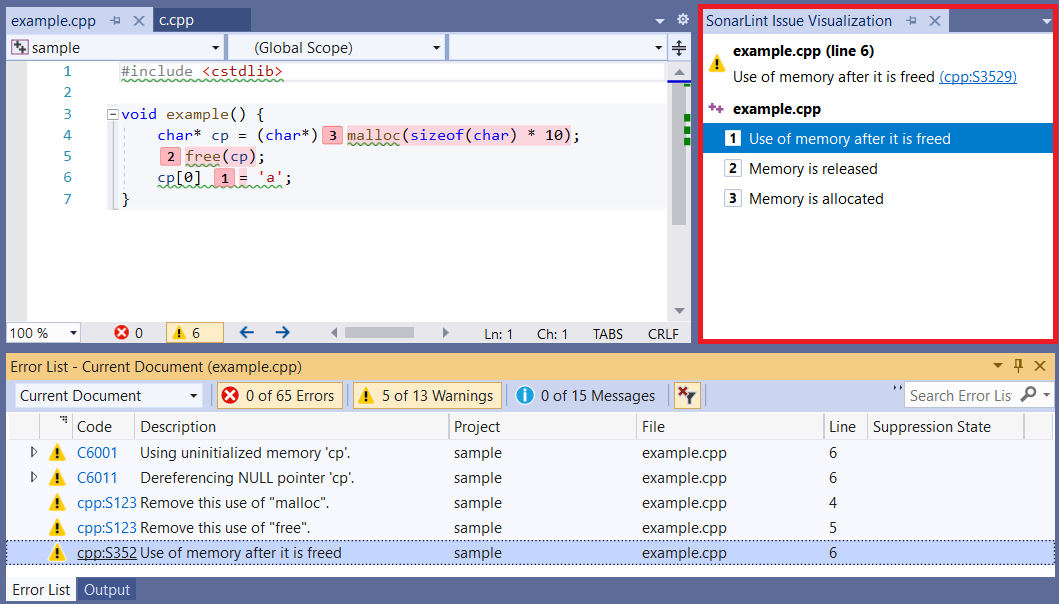 The SonarLint Issue Visualization window will give you more details about secondary locations for taint vulnerabilities. The SonarLint Issue Visualization window will give you more details about secondary locations for taint vulnerabilities.