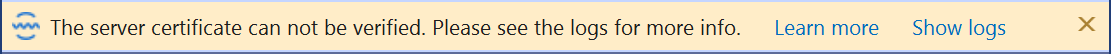 SonarQube for Visual Studio will notify you if your SSL certificate is untrusted.