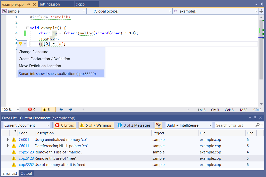 SonarLint's Issue Visualization will reveal more information about issues with secondary locations. SonarLint's Issue Visualization will reveal more information about issues with secondary locations.