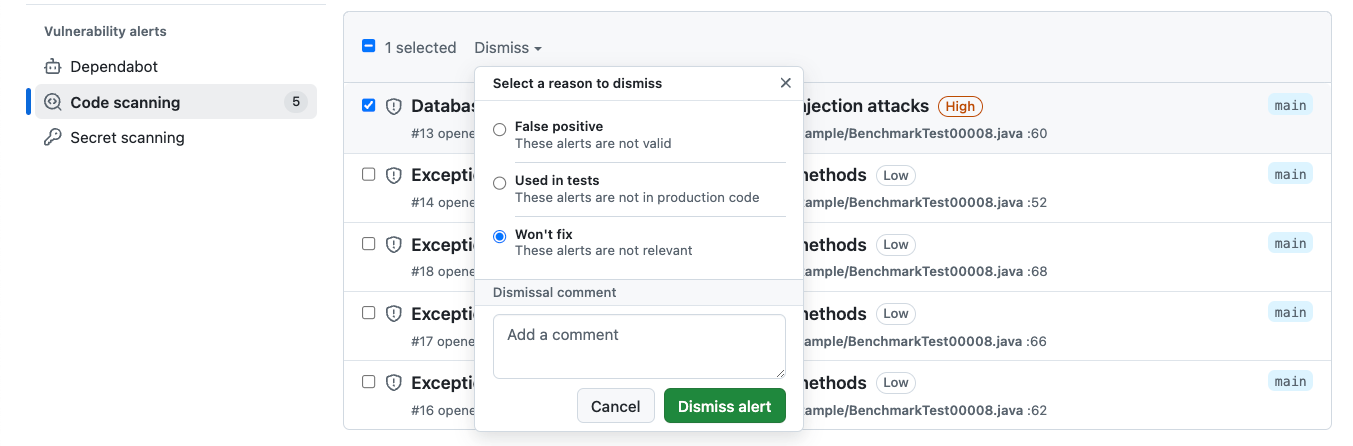 Changing the status in GitHub