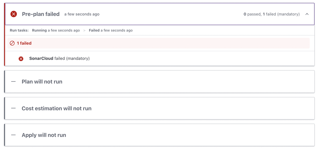 Your SonarCloud runt task has failed the Pre-plan.