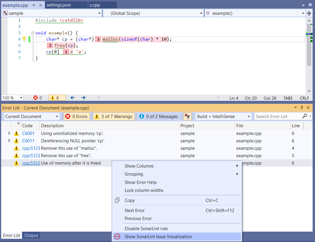 SonarLint's Issue Visualization will reveal more information about issues with secondary locations. SonarLint's Issue Visualization will reveal more information about issues with secondary locations.
