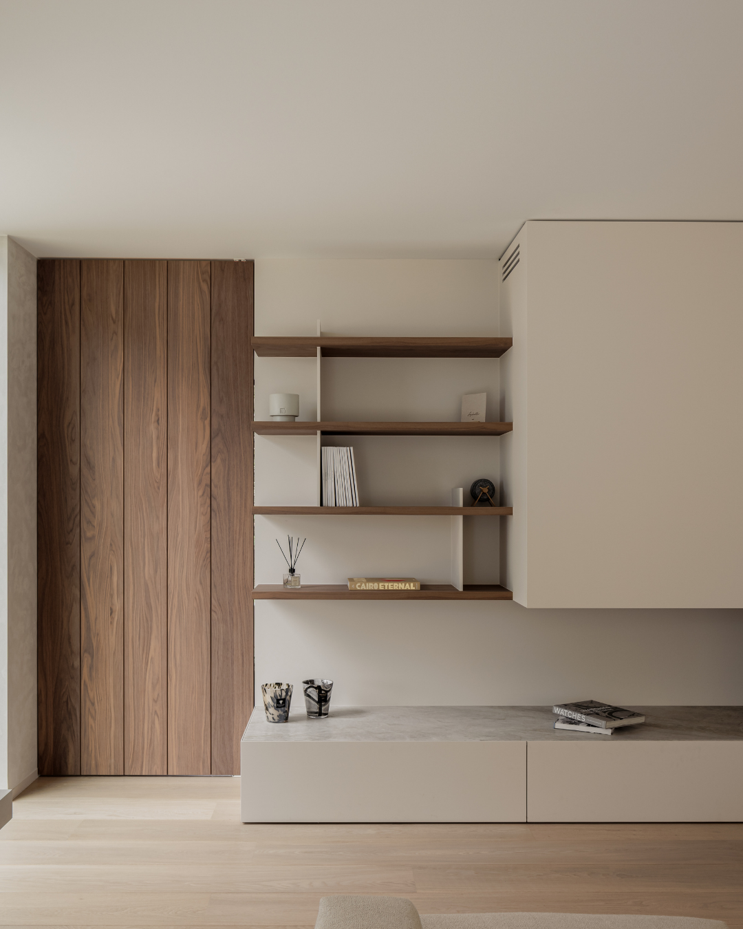 Living room in Shinnoki Frozen Walnut