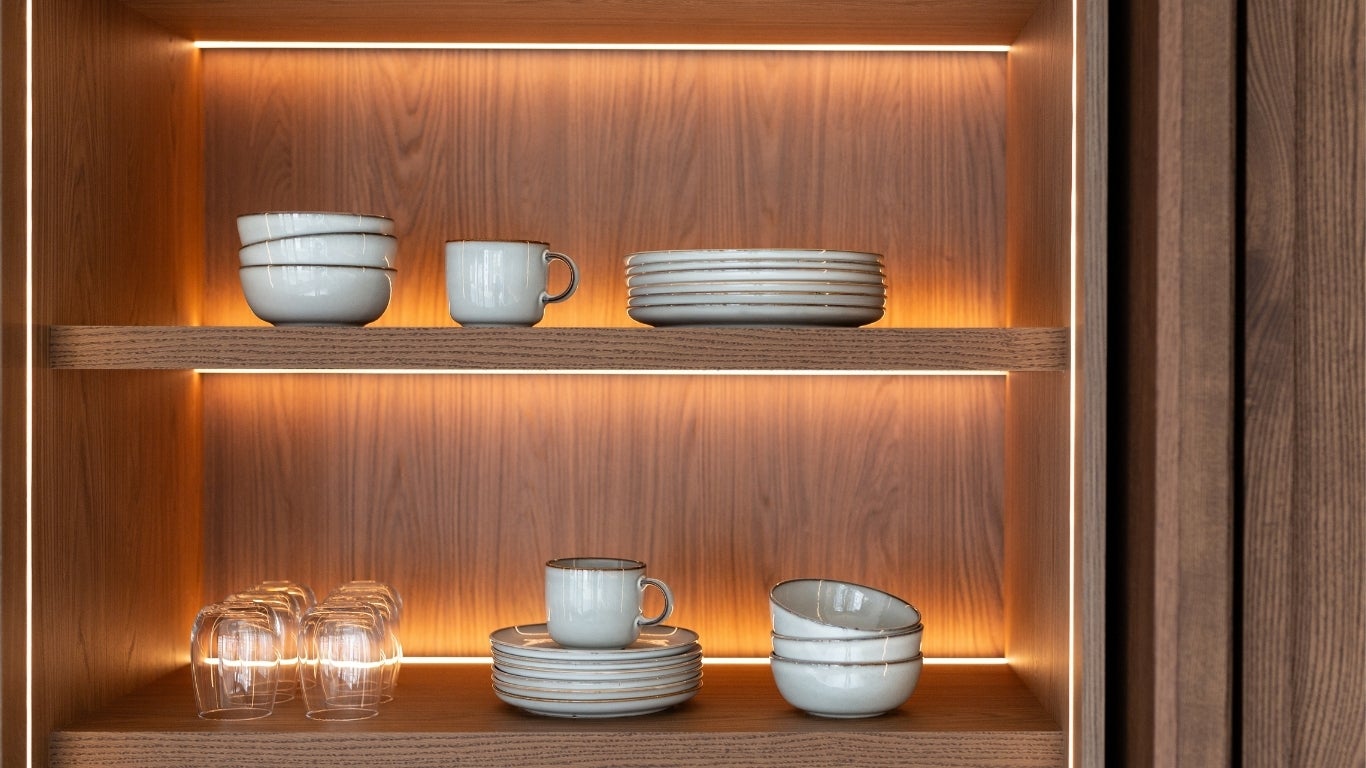 Kitchen - wood veneer - Shinnoki Cinnamon Triba - interior design - cabinetry