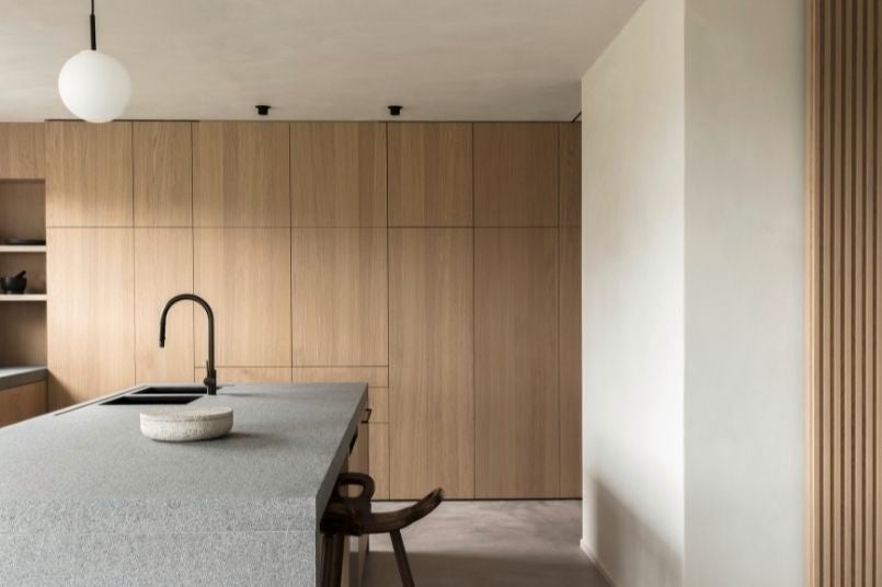 veneered kitchen - wood in kitchen - wood veneer - material natural wood