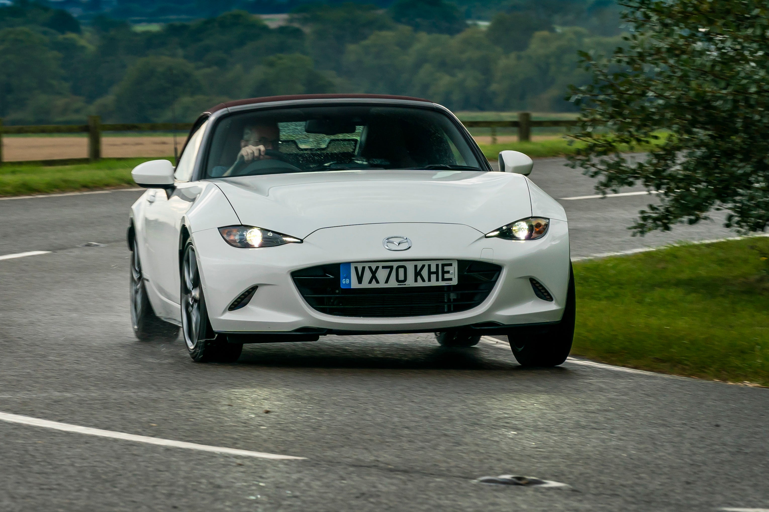 Mazda MX-5 Review 2023: exterior front photo of the Mazda MX-5 on the road