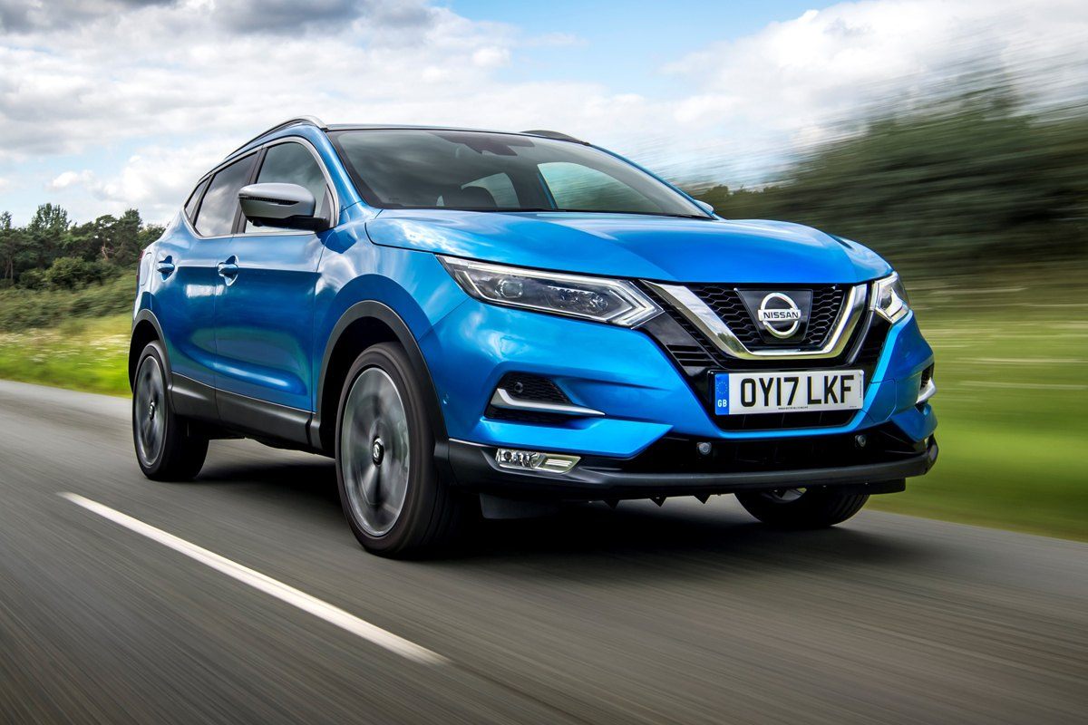Used Nissan Qashqai (2013-2021) Review: exterior front three quarter photo of the Nissan Qashqai on the road
