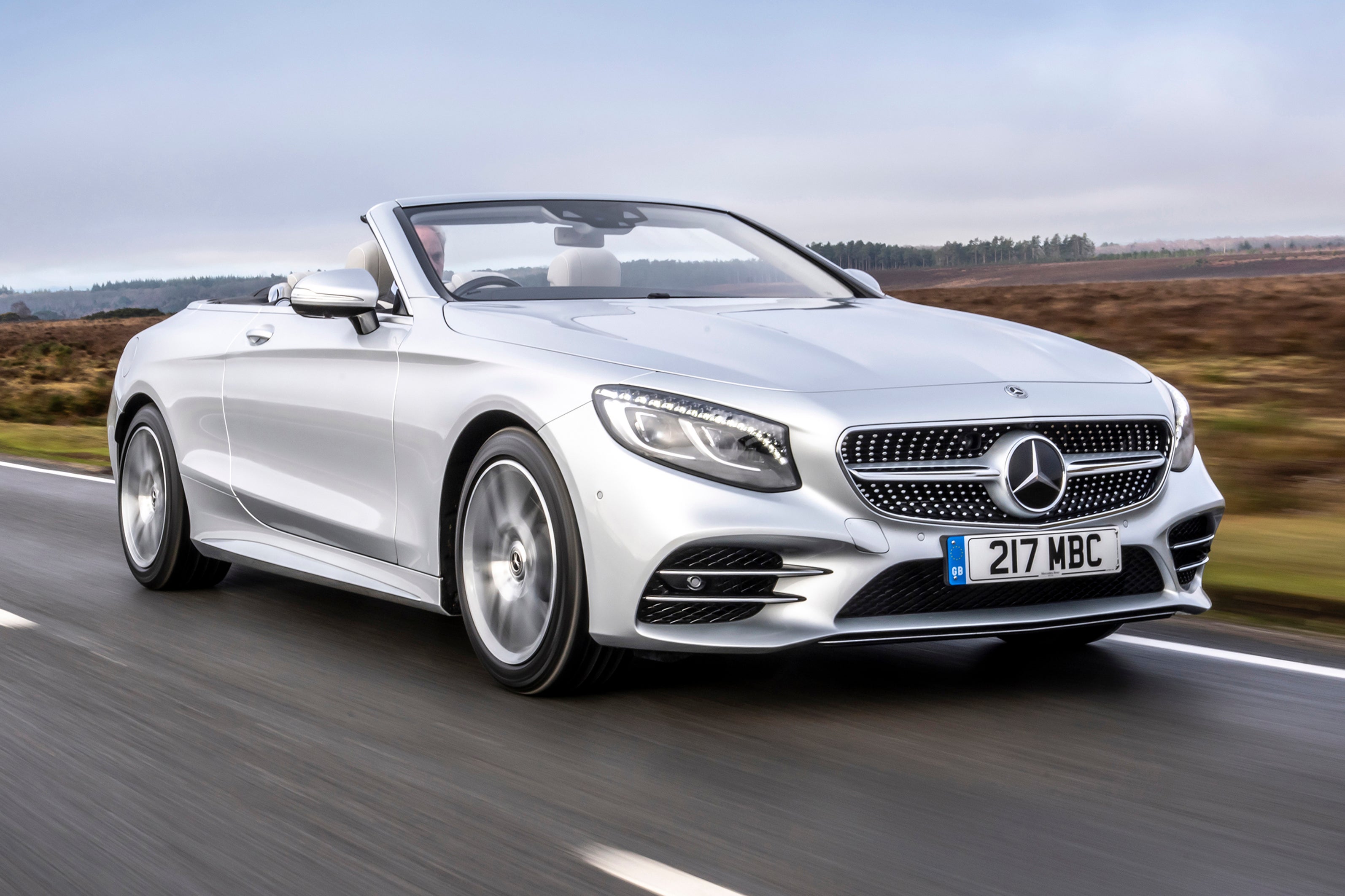 Mercedes-Benz S-Class Cabriolet (2016-2021) Review: exterior front three quarter photo of the Mercedes Benz S-Class Cabriolet on the road