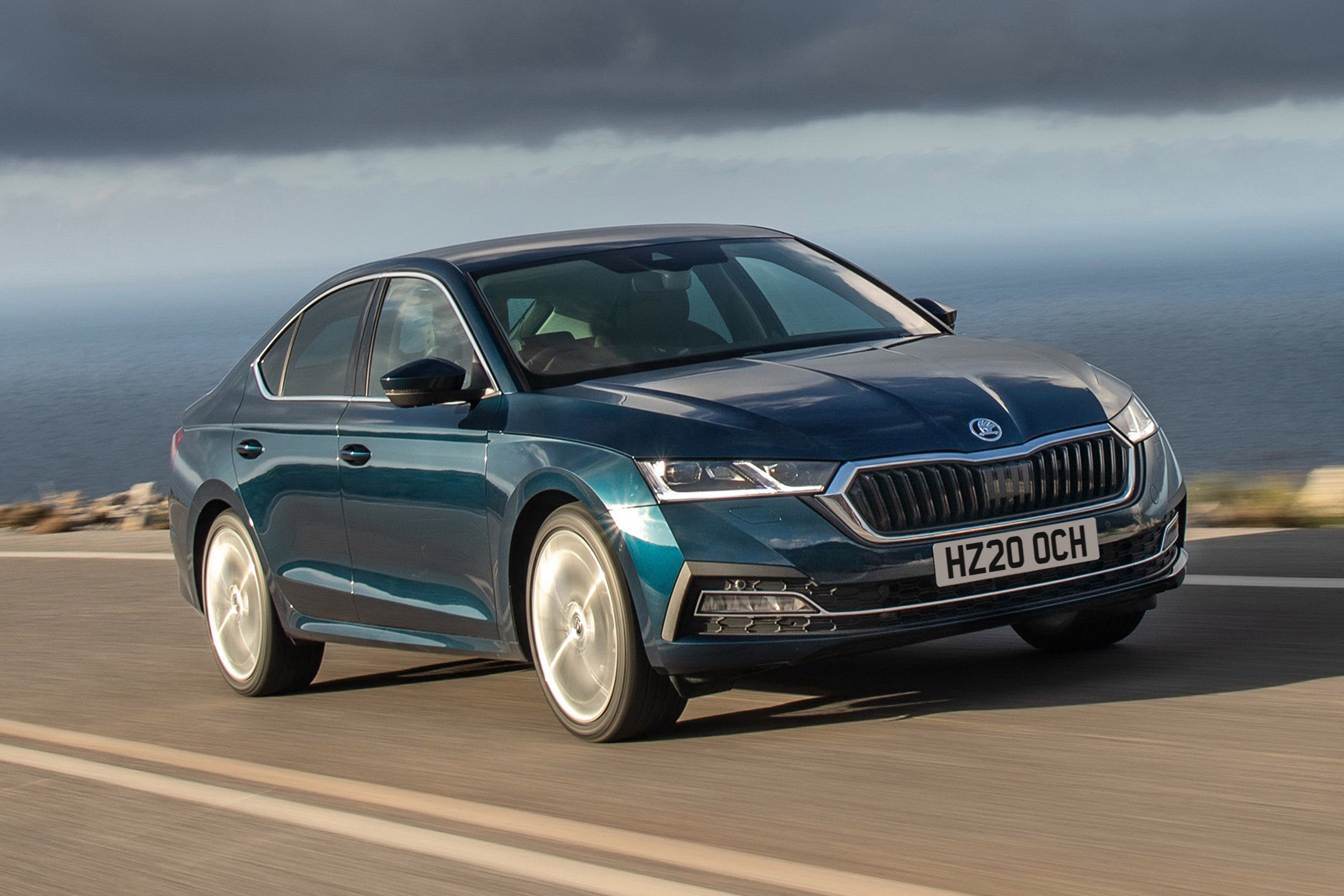 Skoda Octavia Review 2023: exterior front three quarter photo of the Skoda Octavia on the road