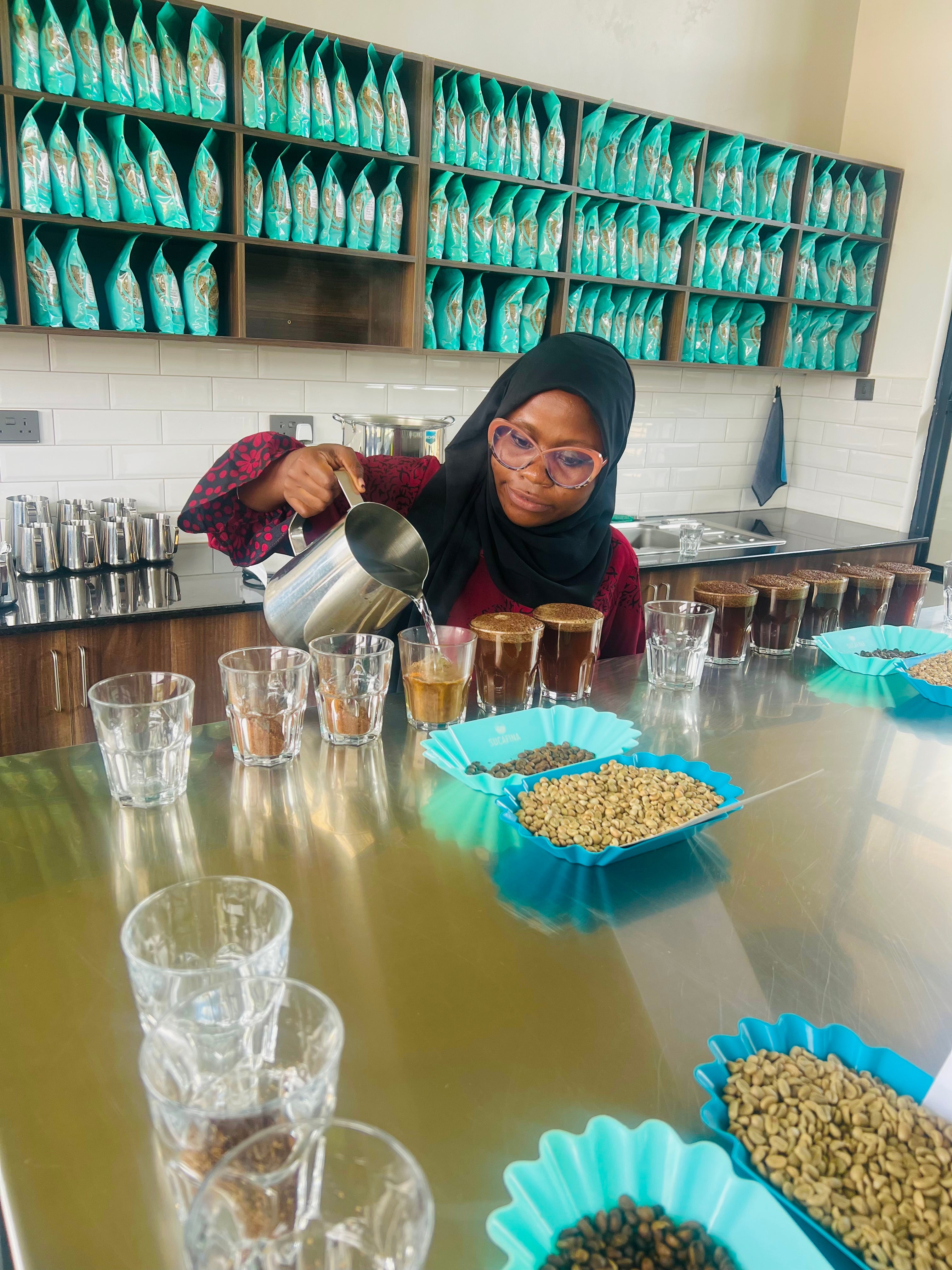 Kudrath pouring coffee