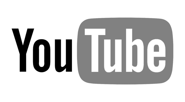 the youtube logo in black and grey on a white background