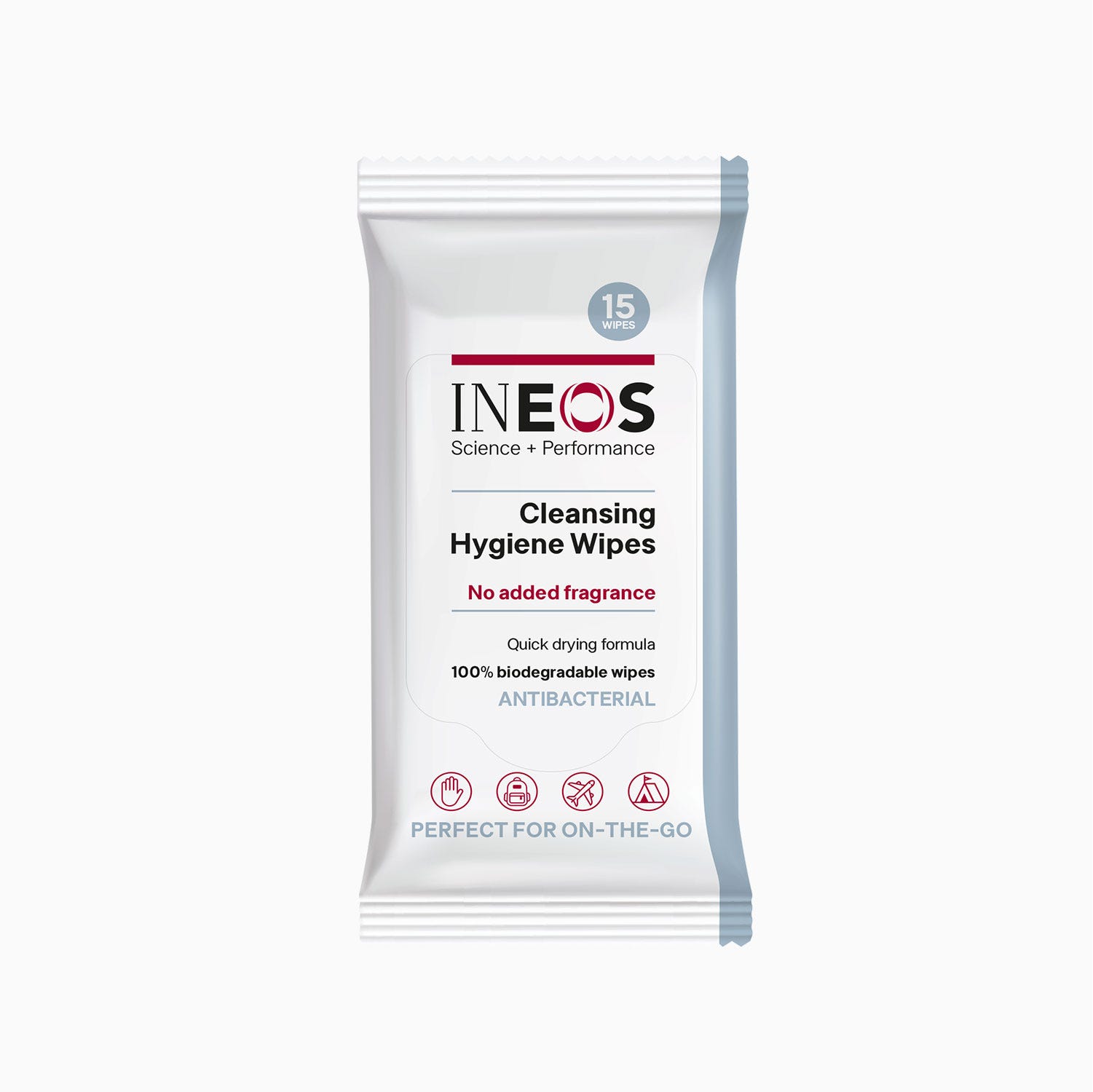 a pack of ineos hygienics antibacterial hygiene wipes