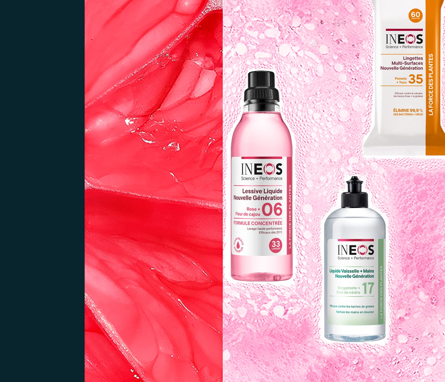 a banner for the ineos hygienics website featuring their top french products