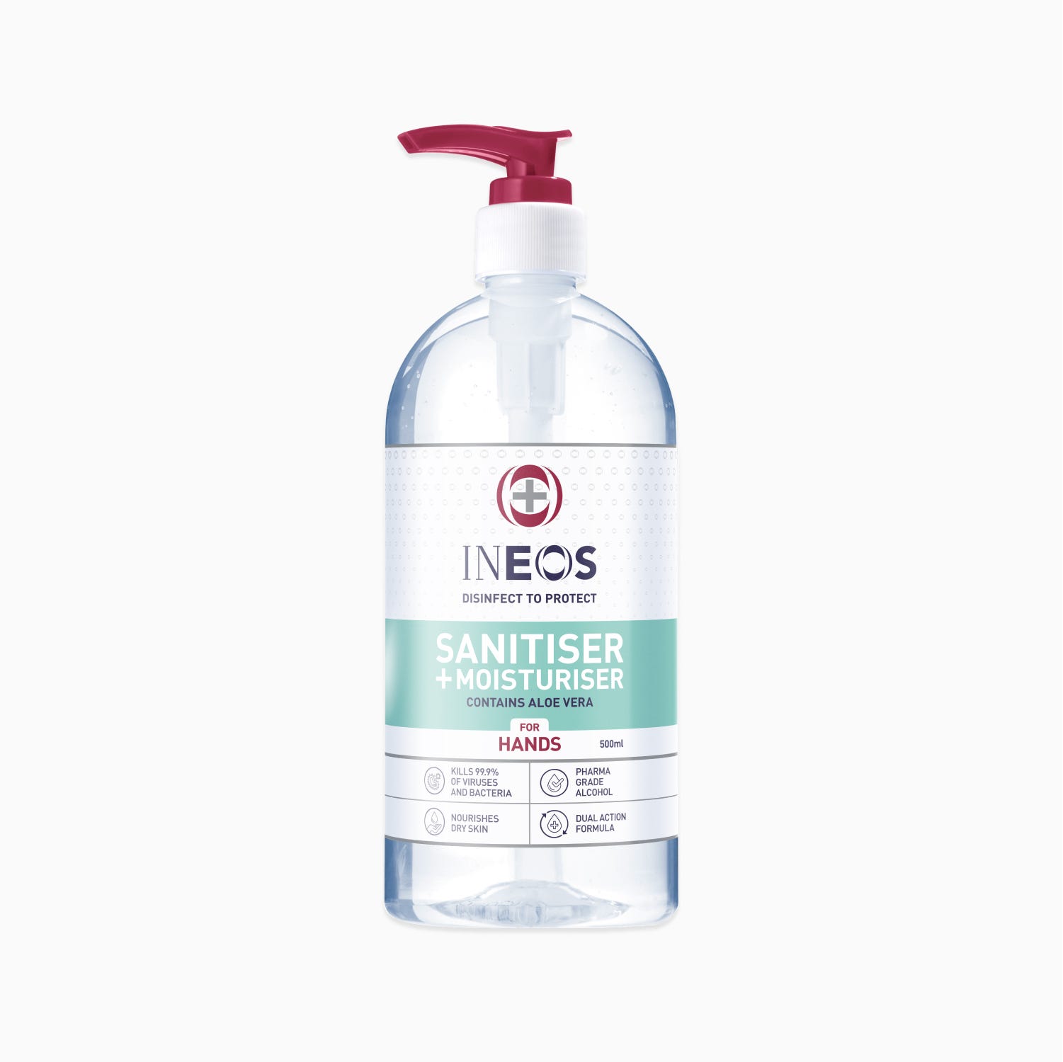 Sanitiser + Moisturiser Hand Gel with Aloe Vera 500ml