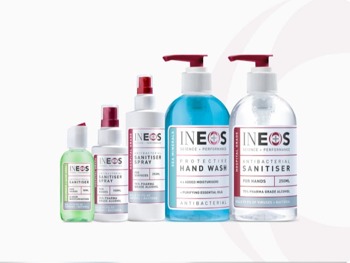 a photo showing some of the range offered by ineos hygienics