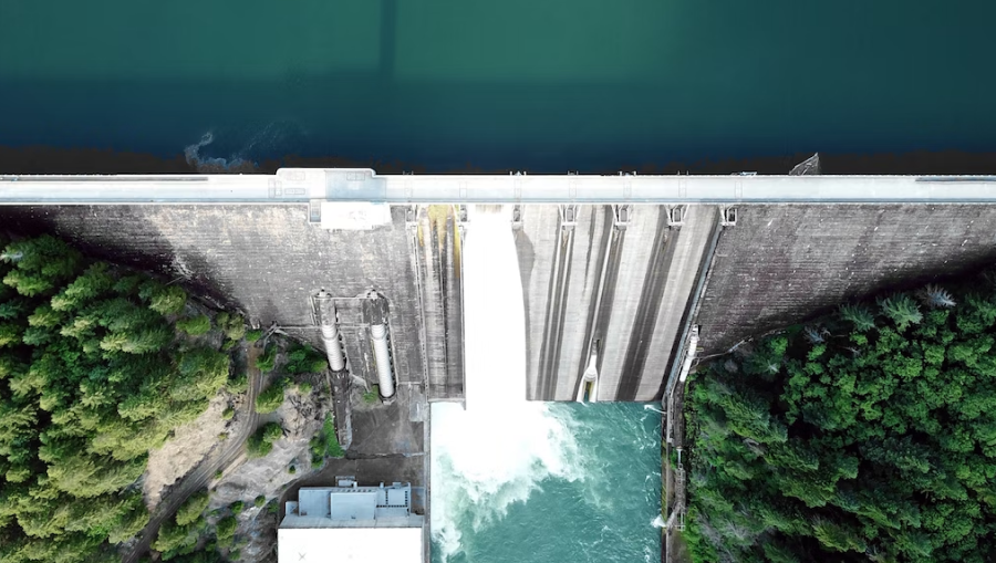 a photo of a hydropower dam in action