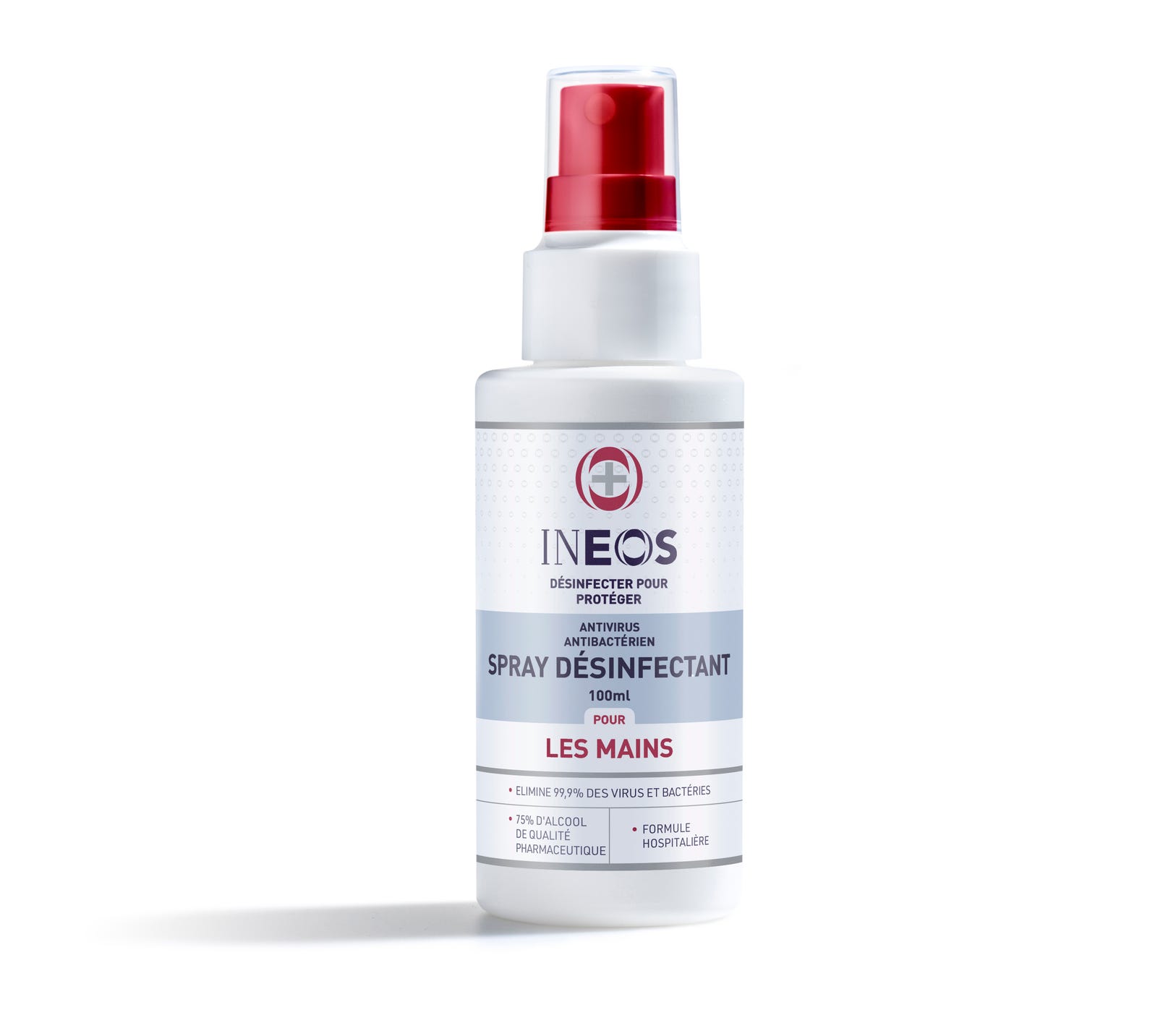 a photo of the french ineos hygienics spray sanitiser on a white background