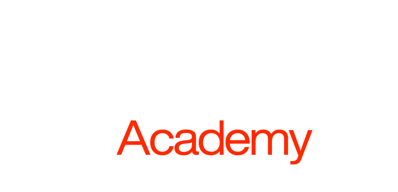 the new go humans academy logo in white and red