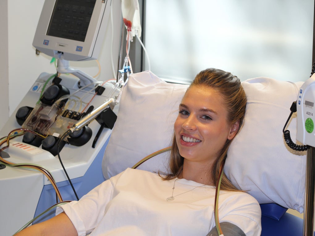 A stemmcell donor at the DKMS Collection Center A stemmcell donor at the DKMS Collection Center