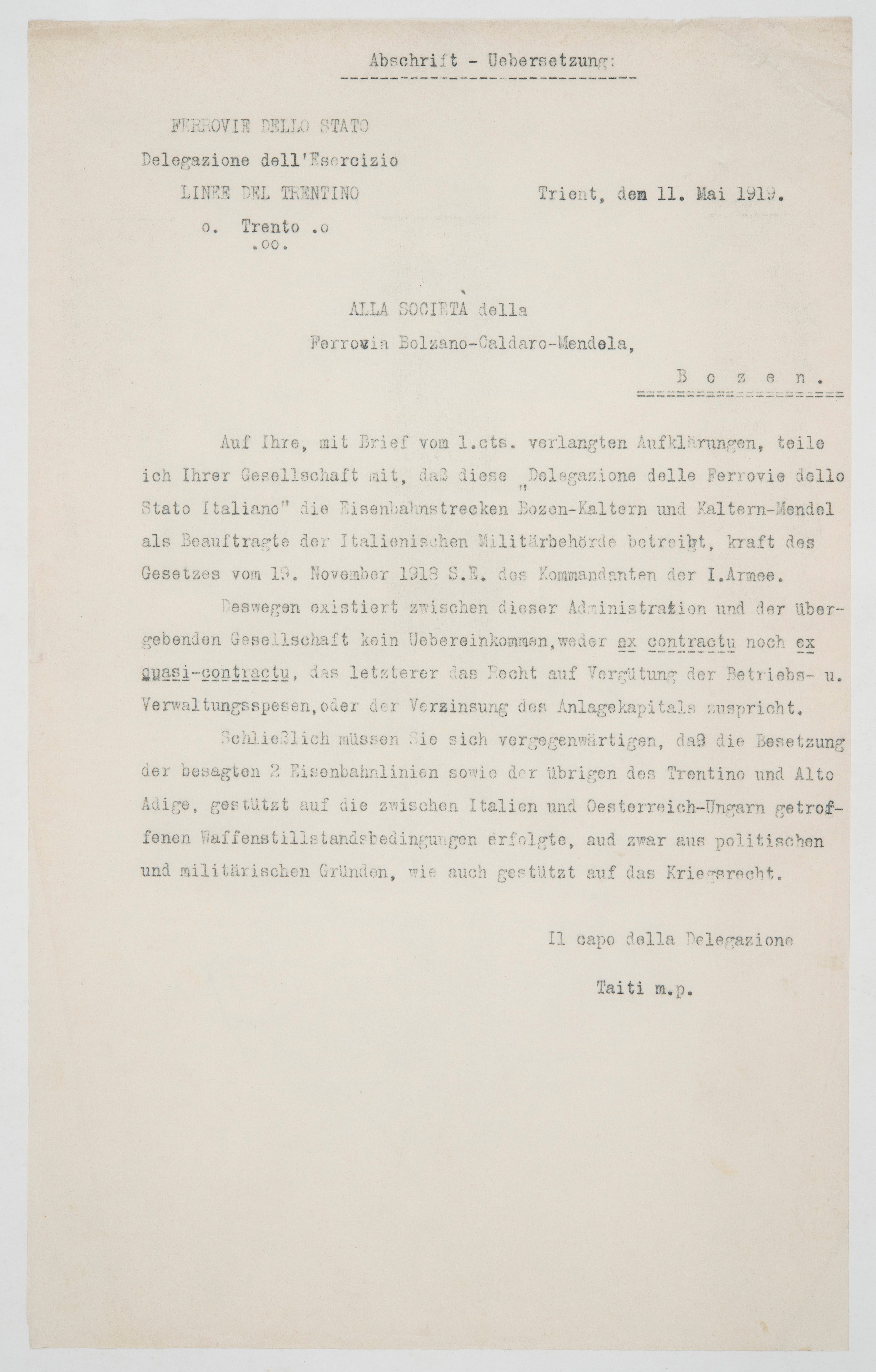 Archivio delle Strutture Trasporto Alto Adige Spa, n. 298