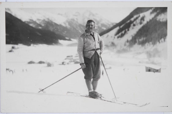 Franz Angerer sugli sci, anni 30.