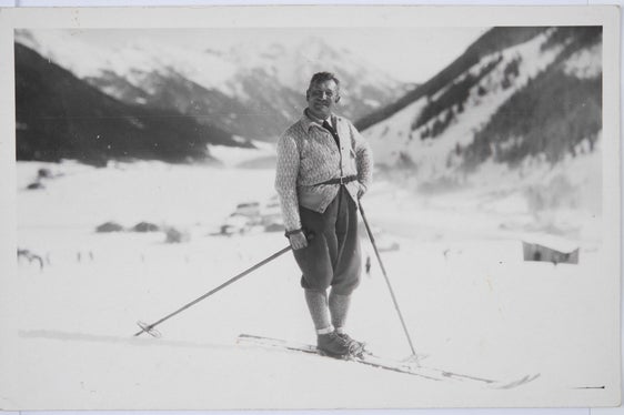 Franz Angerer auf Skiern, 1930er Jahre.