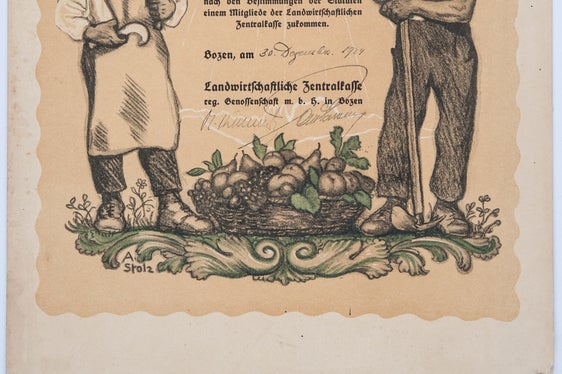 Geschäfts-Anteilschein der Landwirtschaftlichen Zentralkasse, 1924 (SLA, Raiffeisenkasse Auer, Nr. 96)