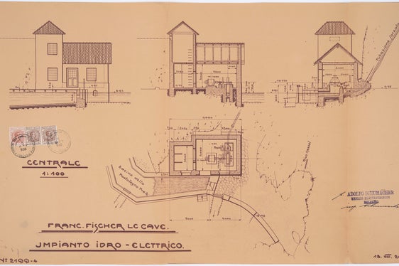 Für den Bau des Kleinkraftwerks musste Franz Fischer, Besitzer des Gasthofes Sachsenklemme, im Jahr 1929/30 eine staatliche Genehmigung einholen (Bild: Pläne für den Bau des Kraftwerks, 1929). SLA, Amt für Gewässernutzung, Nr. 12