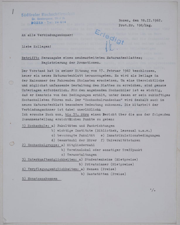 Archiv der Südtiroler Hochschülerschaft (SH/ASUS), Nr. 143