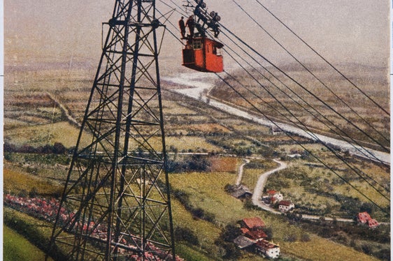 Cartolina che ritrae la funivia di Monte S. Vigilio (1912). ApBz, raccolta Helene Oberleiter, n. 181.