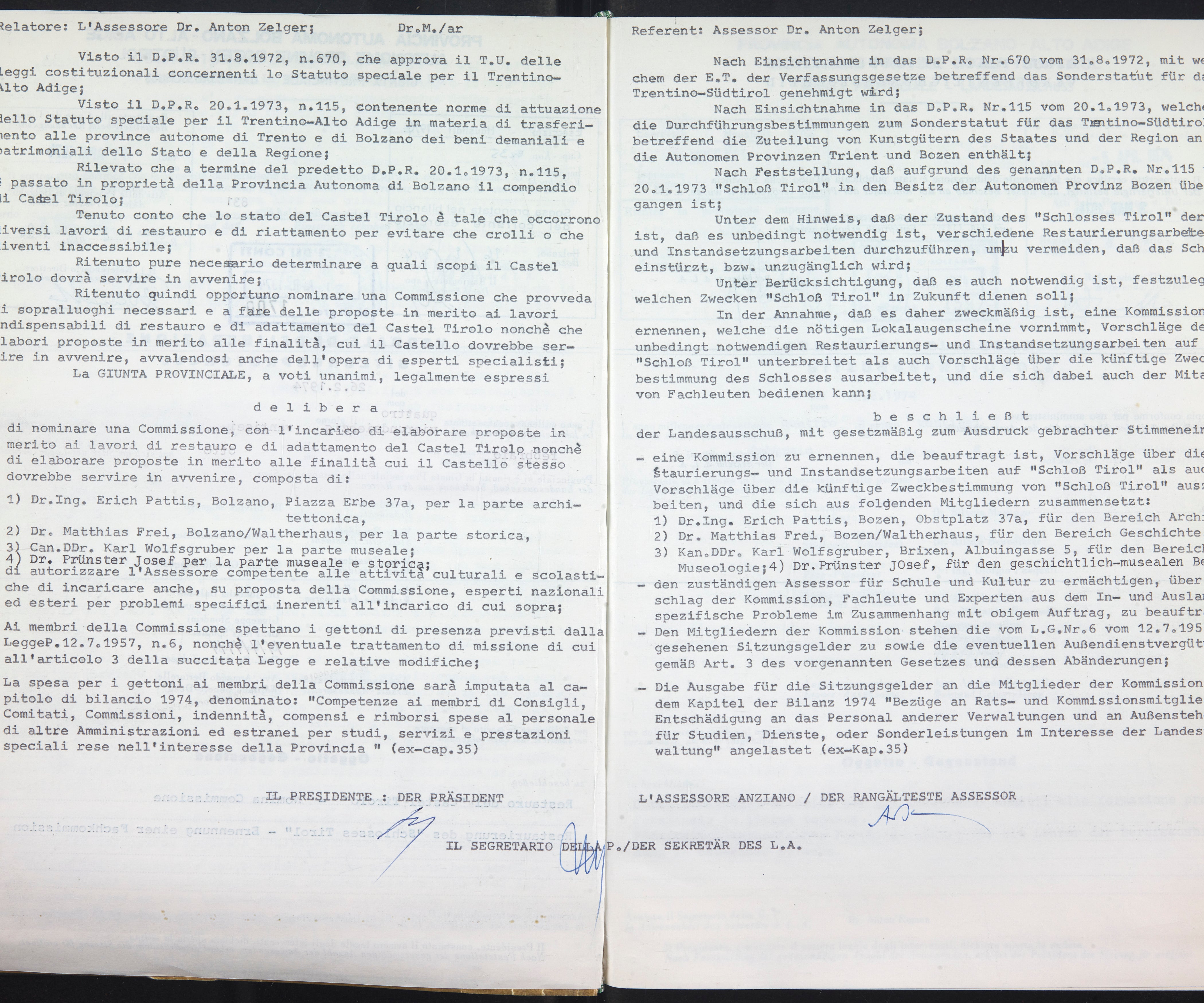 Beschlüsse des Landesauschusses bzw. Landesregierung, Nr. 831 vom 26.2.1974