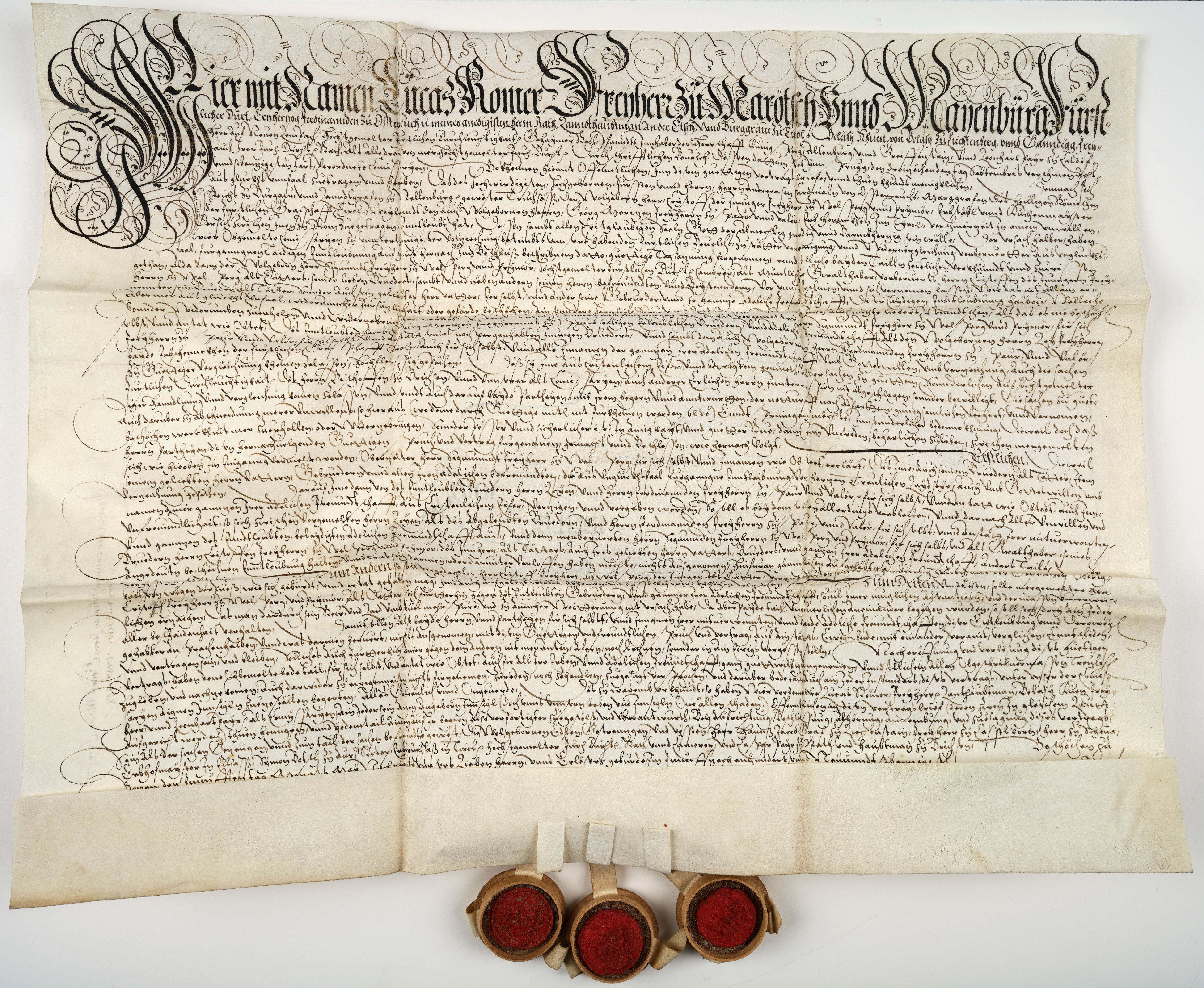 Lodo arbitrale di Lucas Römer (Archivio Welsperg-Primör, Nr. 121)