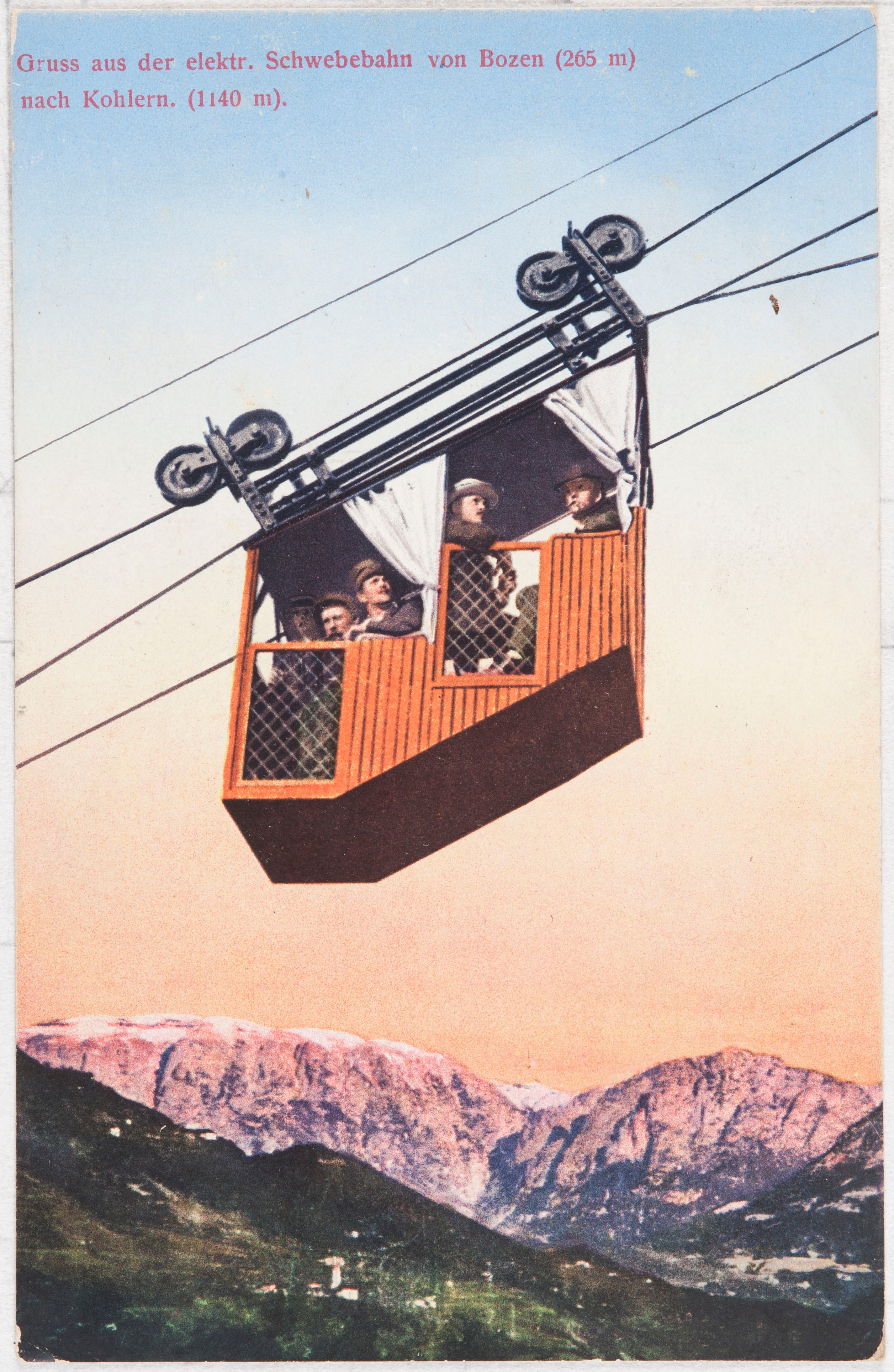 Cartolina che ritrae la funivia del Colle (1909). ApBz, raccolta Helene Oberleiter, n. 30.