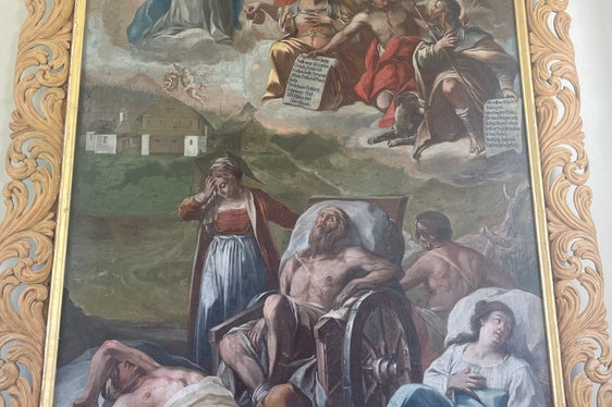 Mittlerweile zerstörtes Altarbild der Badkapelle (Foto: Philipp Tolloi)