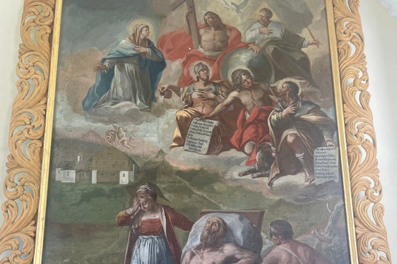 Mittlerweile zerstörtes Altarbild der Badkapelle (Foto: Philipp Tolloi)